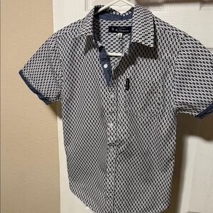 Ben Sherman Navy and White Patterned Kids Shirt